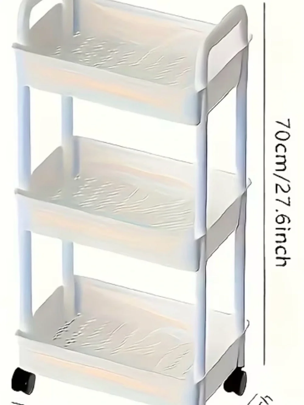NWT-Lambert Home Multi-Functional 3-Tier Lightweight White Rolling Storage Cart
